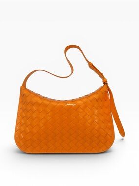Bottega Veneta Orange Brushed Intrecciato Leather Shoulder Bag | Authenticated